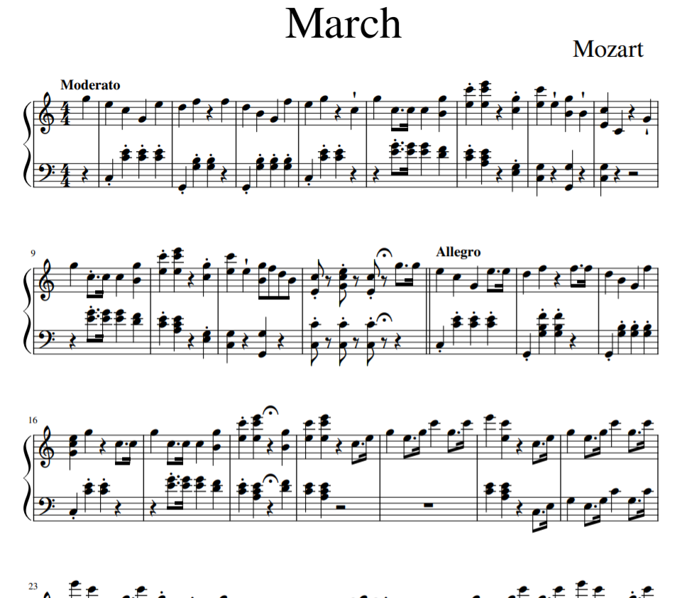 March piano W.A.Mozart